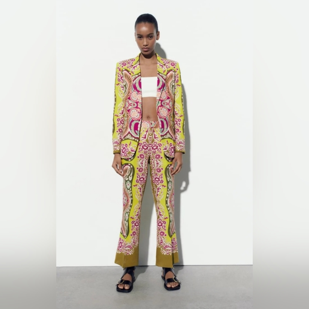 Zara Linen Paisley Pants (XS)